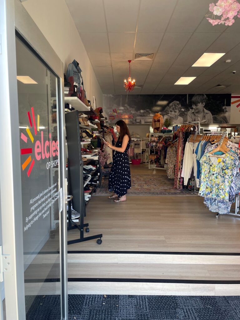 A customer browses in the Elcies Semaphore op shop