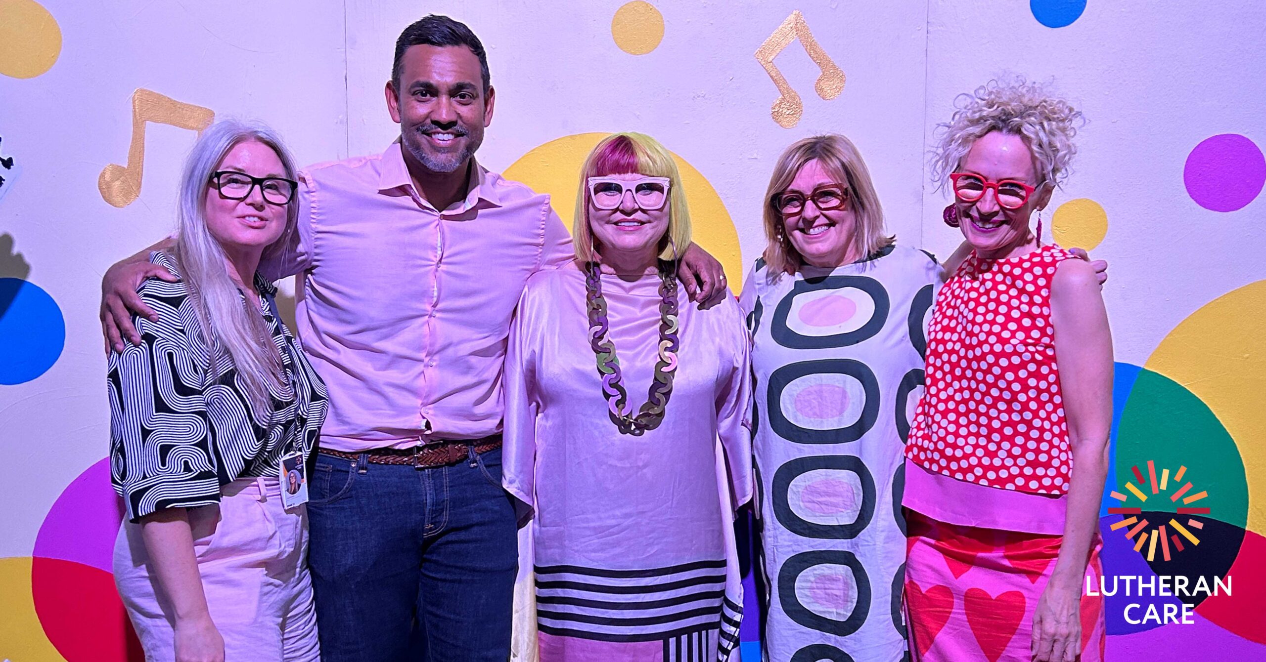 Lutheran Care and Fringe leadership teams at Fringe 2024 launch event. The Lutheran Care logo appears in the bottom right hand corner.