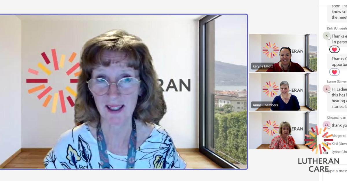 The image shows some of the Lutheran Care team having an online meeting with volunteers from the ACVVS program.