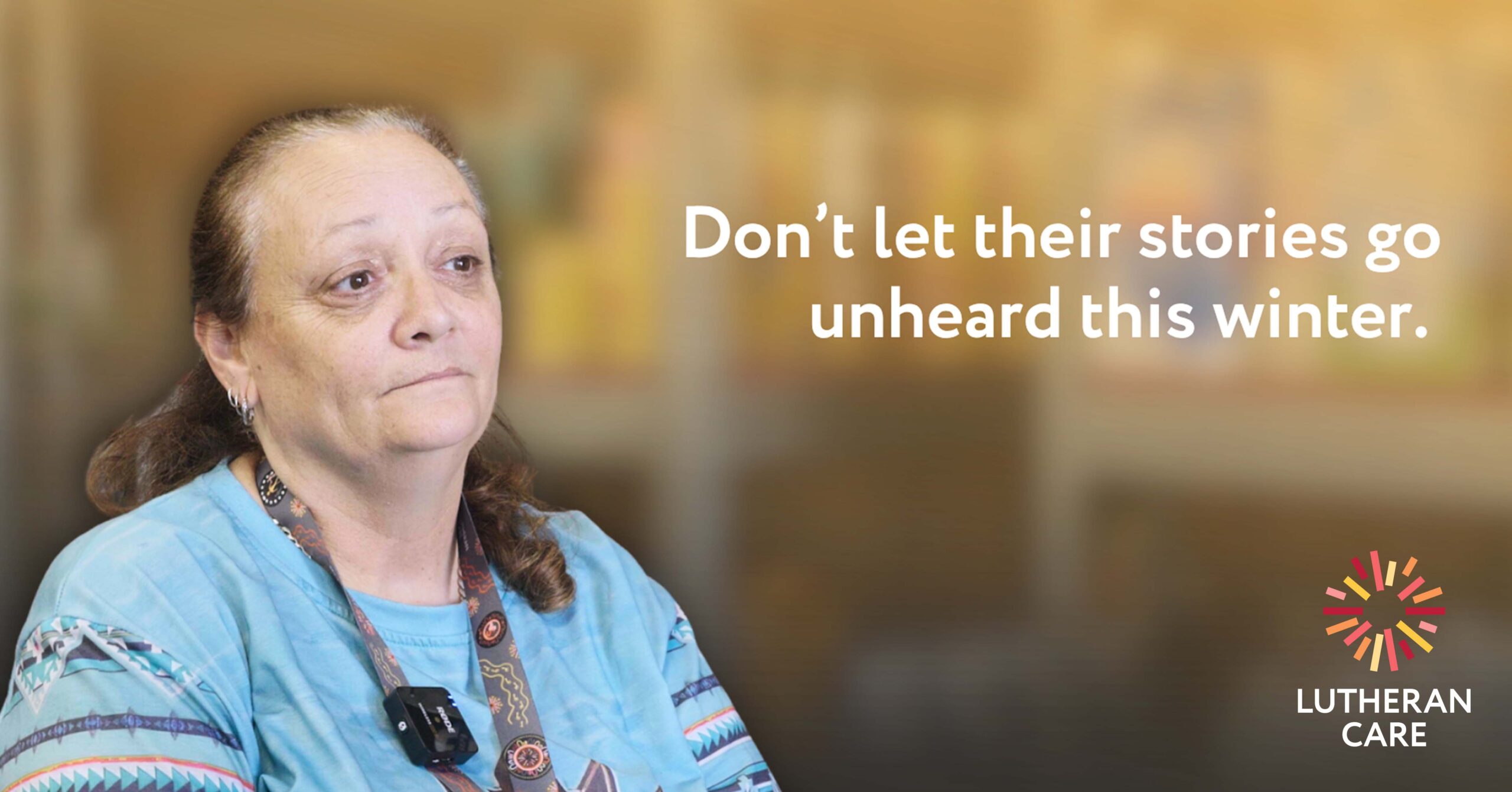 Deb from LC Emergency Relief. Text reads don't let their stories go unheard this winter. The LC logo appears in the bottom right hand corner.